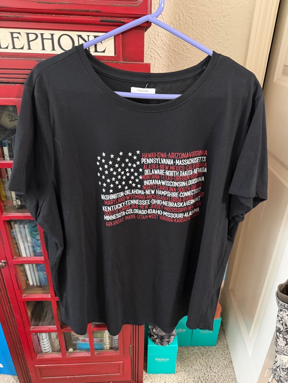 Maurices Black Graphic Tee with American Flag Text 3X